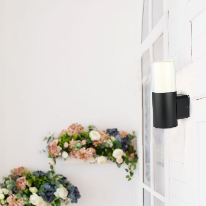 LED GARDEN WALL LIGHT CYLINDER GU10 IP54 121X80X250 BLACK ALUMINIUM+PC DIFFUSER
