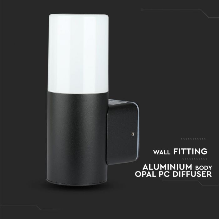 LED GARDEN WALL LIGHT CYLINDER GU10 IP54 121X80X250 BLACK ALUMINIUM+PC DIFFUSER