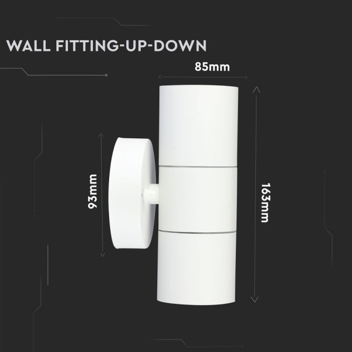 LED WALL FITTING STAINLESS STEEL GU10 2WAY 93X85X163 IP44 WHITE