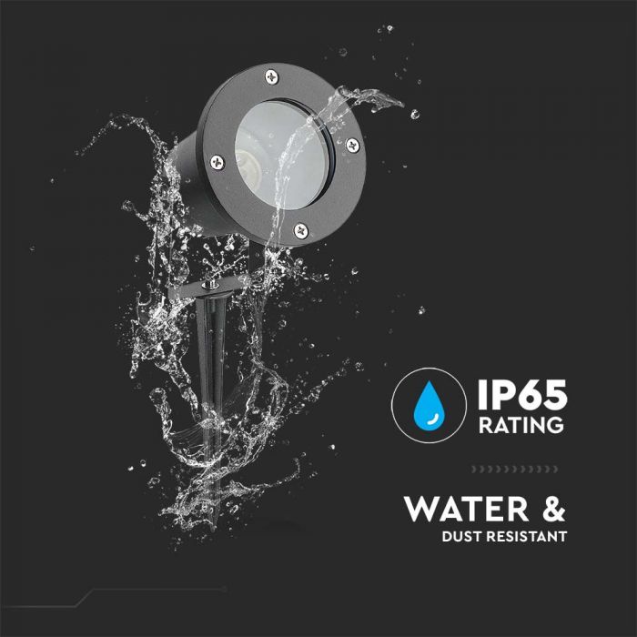 LED GARDEN SPIKE FITTING ALUMINIUM GU10 100x92x270mm IP65 BLACK