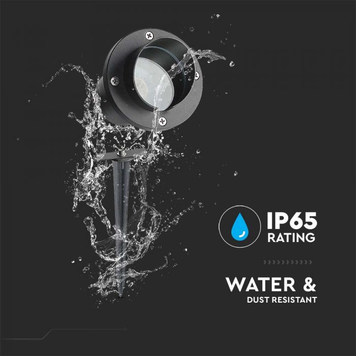 LED GARDEN SPIKE FITTING ALUMINIUM GU10 10x130 x270mm IP65 BLACK