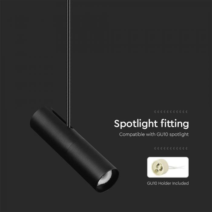 LED PENDANT LIGHT GU10 BLACK ALUMINIUM 60x220mm Height 830x1170mm