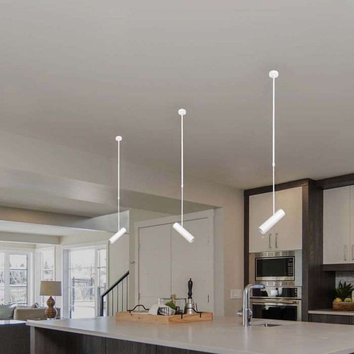 LED PENDANT LIGHT GU10 WHITE ALUMINIUM 60x220mm Height 830x1170mm
