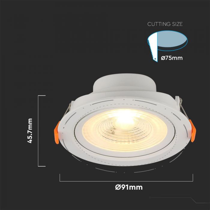 LED REFLECTOR DOWNLIGHT ROUND 7W DL 560lm 50° 91X45.7 (75) MOVABLE