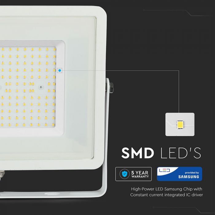 100W LED Floodlight SMD SAMSUNG Chip Slim White Body 6400K 120 lm/Watt