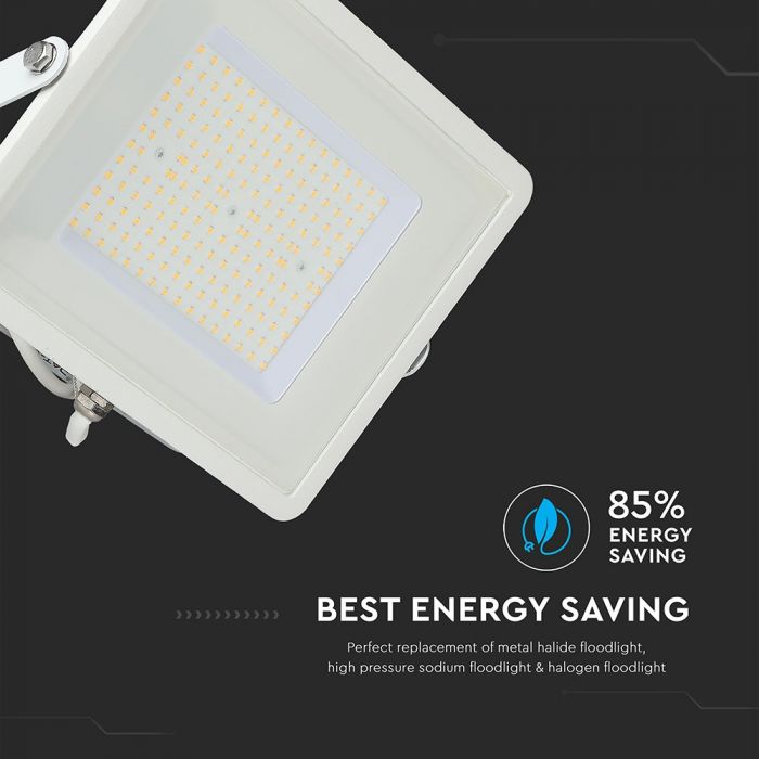 100W LED Floodlight SMD SAMSUNG Chip Slim White Body 6400K 120 lm/Watt