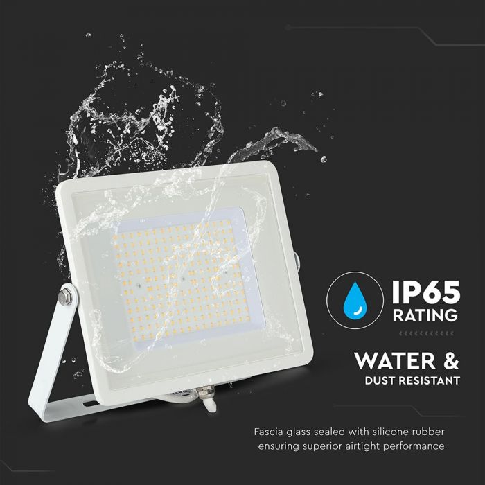 100W LED Floodlight SMD SAMSUNG Chip Slim White Body 6400K 120 lm/Watt