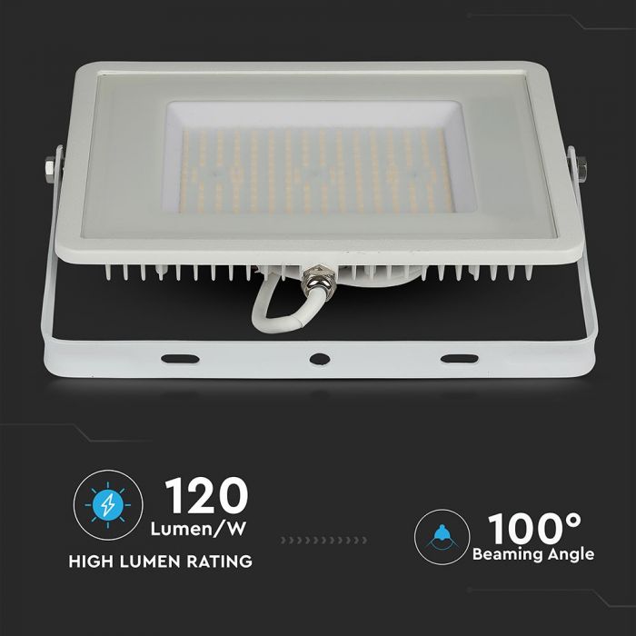 100W LED Floodlight SMD SAMSUNG Chip Slim White Body 6400K 120 lm/Watt