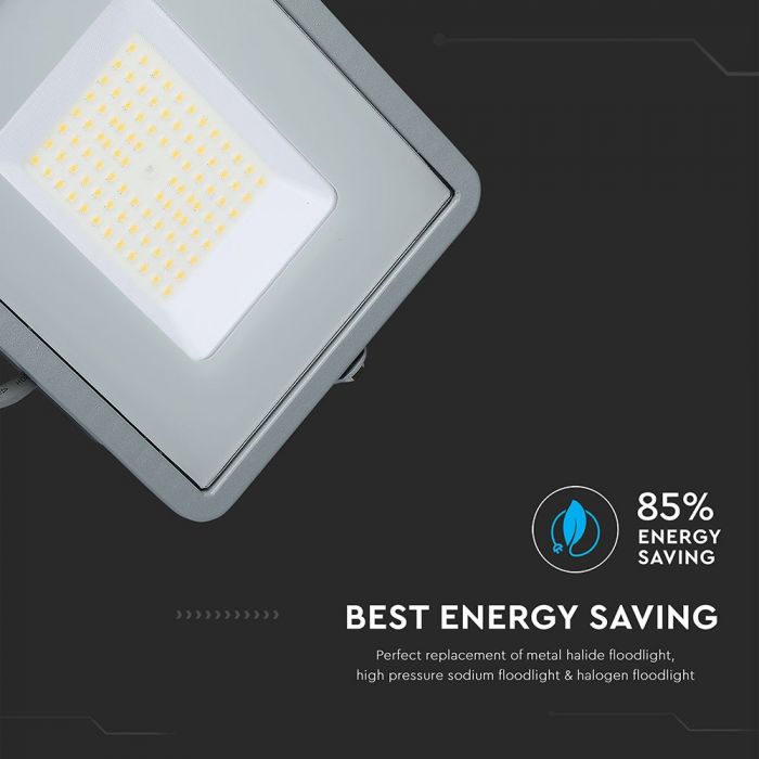 LED FLOOD SLIM 100W CW 100° 12000lm (120lm/W) IP65 GREY SAMSUNG CHIP A++