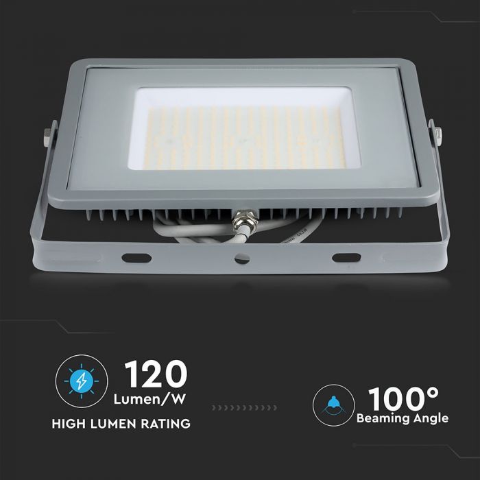LED FLOOD SLIM 100W CW 100° 12000lm (120lm/W) IP65 GREY SAMSUNG CHIP A++