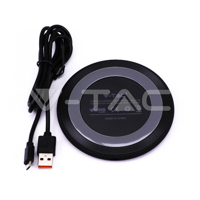 WIRELESS CHARGER ROUND 5V/9V 5A FAST CHARGING BLACK