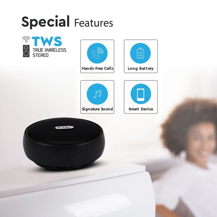 PORTABLE BLUETOOTH SPEAKER Micro USB & High End Cable (TWS Function) 800mah Battery BLACK
