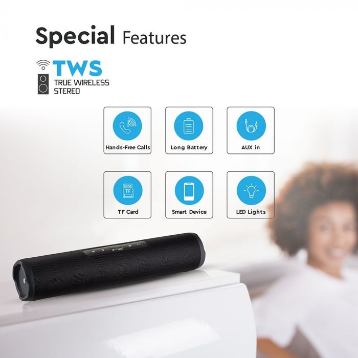 PORTABLE BLUETOOTH SPEAKER WITH TOUCH BUTTON FM/USB & TF SLOT (TWS Function) 1200Mah Battery