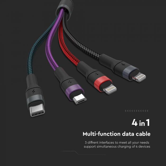 4IN1 CHARGING CABLE 1200mm 2.4A Max