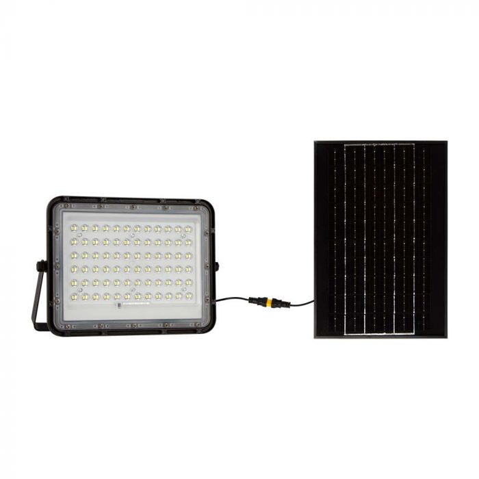 LED SOLAR FLOODLIGHT CW 1200lm 12000 mAh BATTERY 3M CABLE SMART IR REMOTE 235x55x180mm