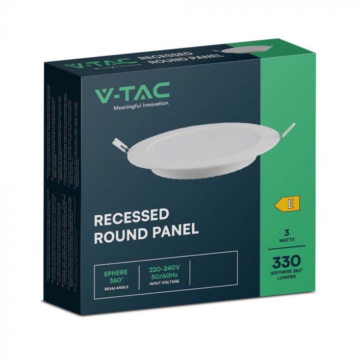 LED BACKLIT RECESSED PANEL LIGHT ROUND 3W WW