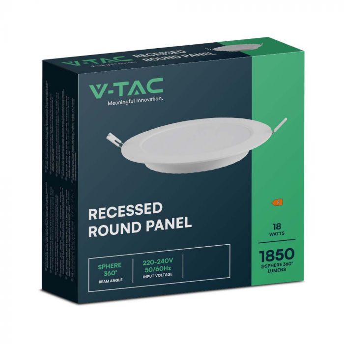 LED BACKLIT RECESSED PANEL LIGHT ROUND 18W WW 1980Lm 220.8x28.9mm(205mm)
