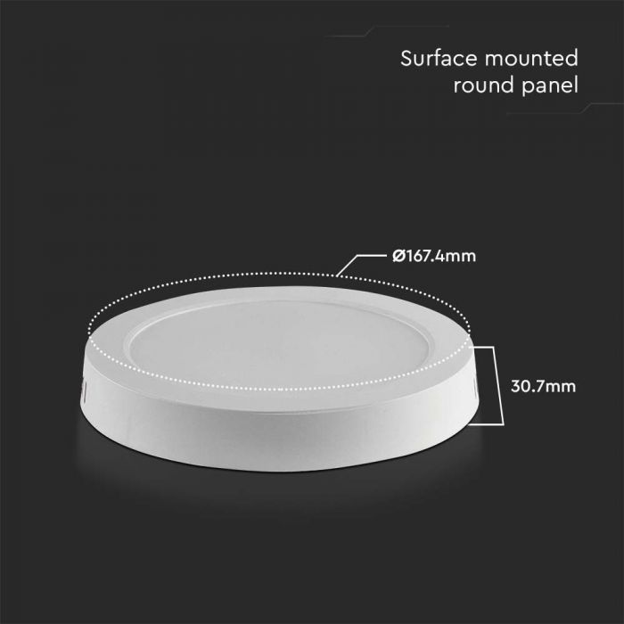 LED BACKLIT SURFACE PANEL ROUND 12W 1200lm DL 360° 167.4x30.7mm
