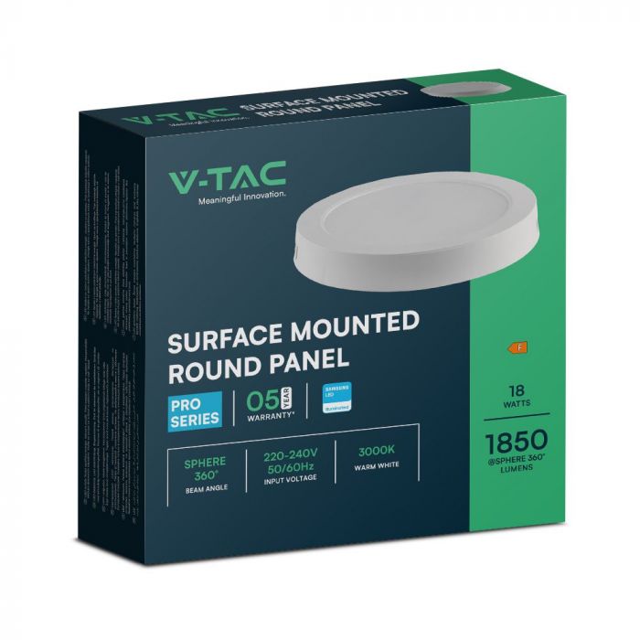 LED BACKLIT SURFACE PANEL ROUND 18W 1980lm CW 360° 215.6x30.8mm