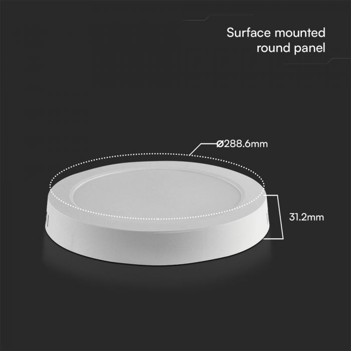LED BACKLIT SURFACE PANEL ROUND 24W 2640lm DL 360° 288.6x31.2mm
