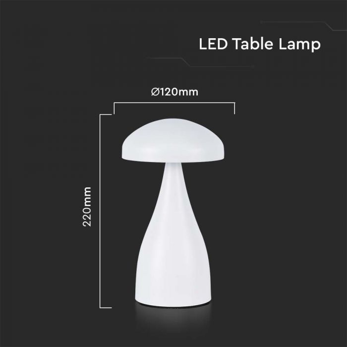 LED TABLE LAMP1800mAH BATTERY 1W 3IN1 55lm 120x220mm WHITE TOUCH DIMMING