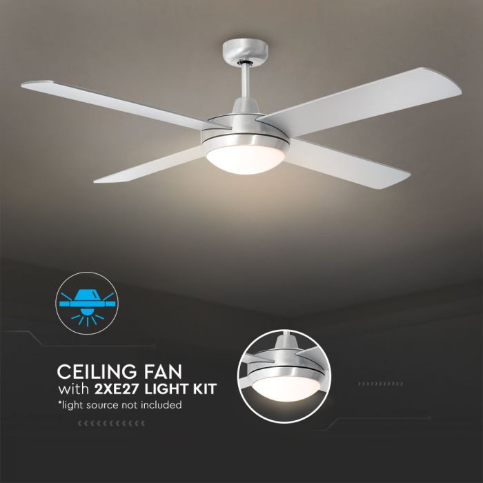 LED CEILING FAN WITH RF CONTROL/4 MDF BLADES/DC MOTOR 2XE27 52"(132CM) 5 SPEED
