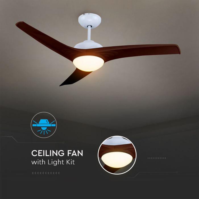 LED CEILING FAN WITH RF CONTROL/3 MDF BLADES BROWN/35W DC MOTOR 15W 1500lm 3in1 CCT 52"(132CM) 5 SPEED