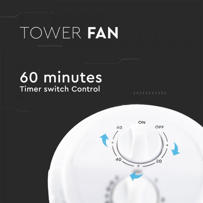 LED TOWER FAN 45W 31" 3 SPEED WHITE