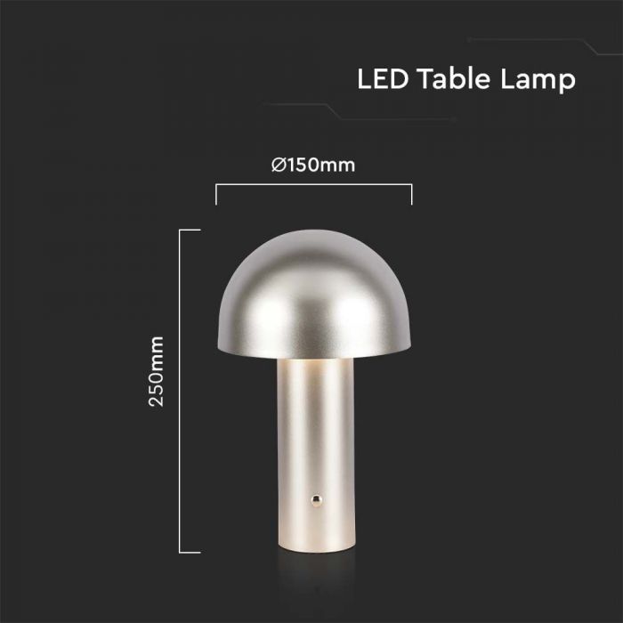 LED TABLE LAMP 1800mAH BATTERY D:150x250 3IN1 CHAMPAGNE GOLD BODY