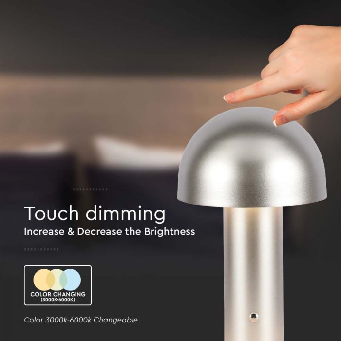 LED TABLE LAMP 1800mAH BATTERY D:150x250 3IN1 CHAMPAGNE GOLD BODY