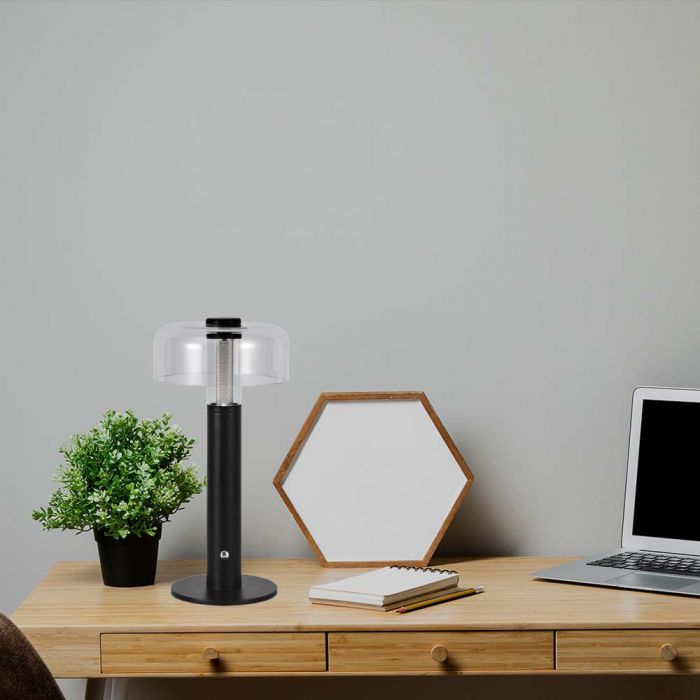 LED TABLE LAMP 1800mAH BATTERY 1W WW 100lm 150x300 BLACK TOUCH DIMMING