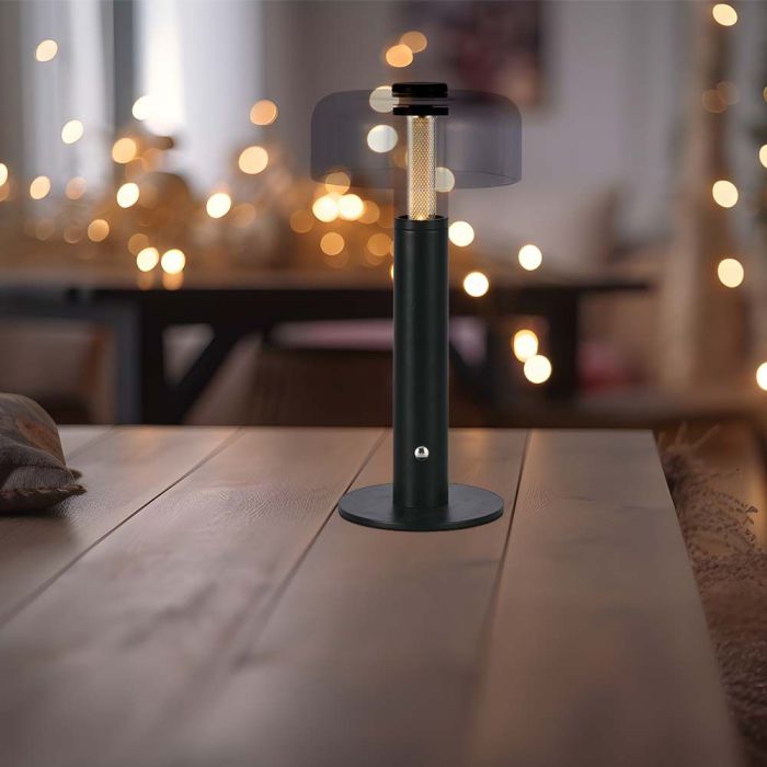LED TABLE LAMP 1800mAH BATTERY 1W WW 100lm 150x300 BLACK TOUCH DIMMING