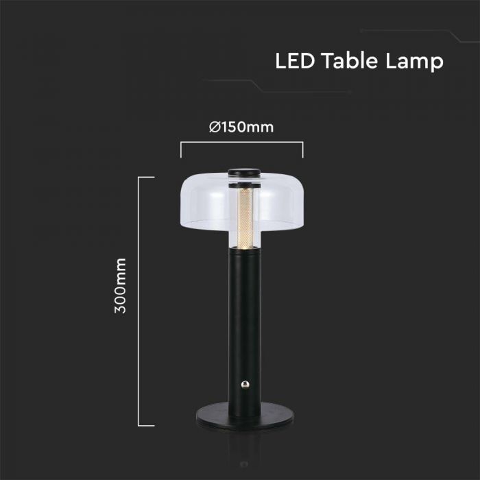 LED TABLE LAMP 1800mAH BATTERY D:150x300 3000K BLACK BODY