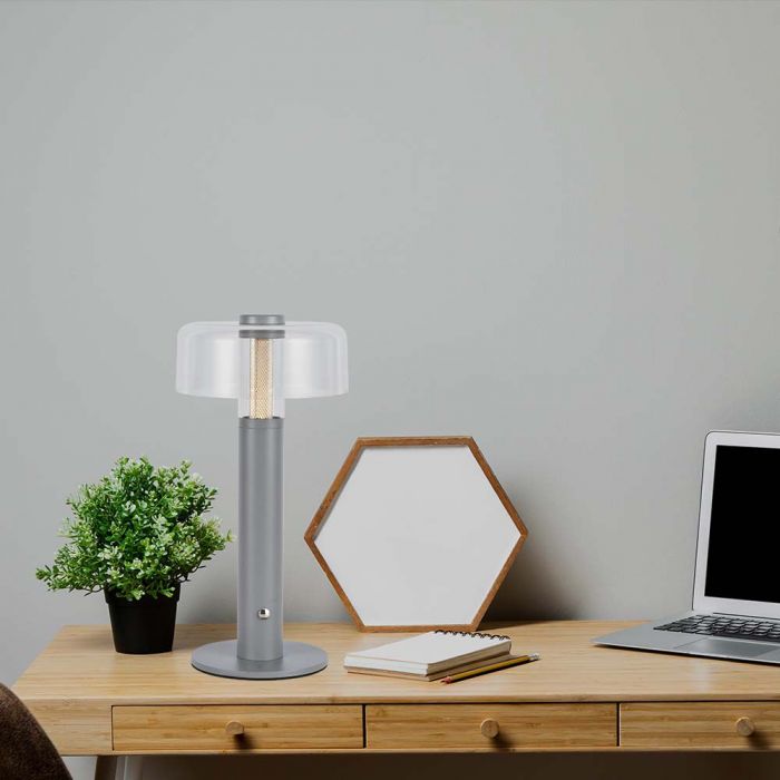 LED TABLE LAMP 1800mAH BATTERY 1W WW 100lm 150x300 GREY TOUCH DIMMING