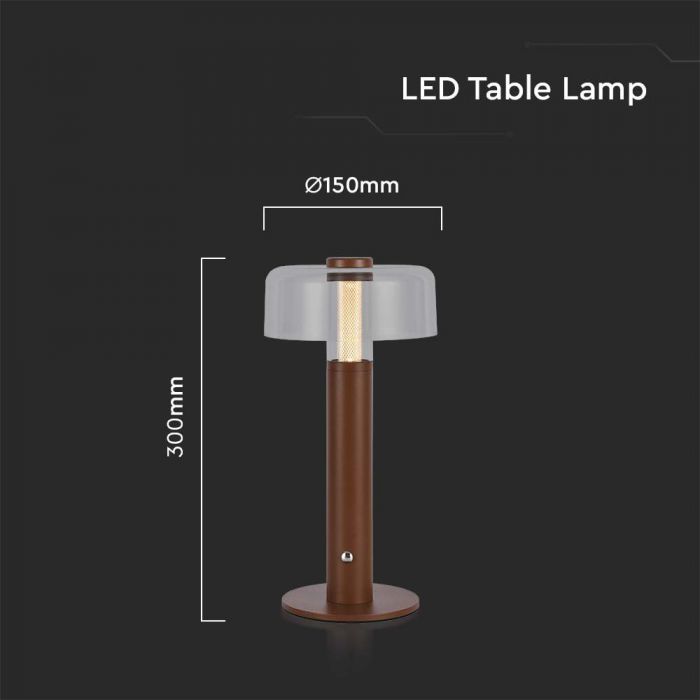 LED TABLE LAMP-1800mAH BATTERY D:150x300 3000K SAND BROWN BODY
