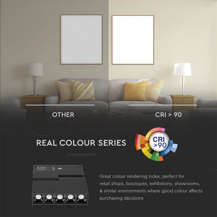 LED MAGNETIC LINEAR SPOTLIGHT 5X2W 700lm WW 30° 137X35X180 24V BLACK