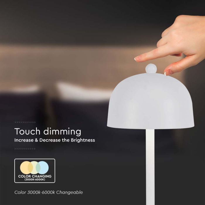 LED TABLE LAMP1800mAH BATTERY 3W 3IN1 200lm 115x300mm WHITE TOUCH DIMMING