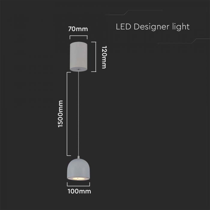 LED HANGING LAMP D:100 3000K LIGHT GREY BODY