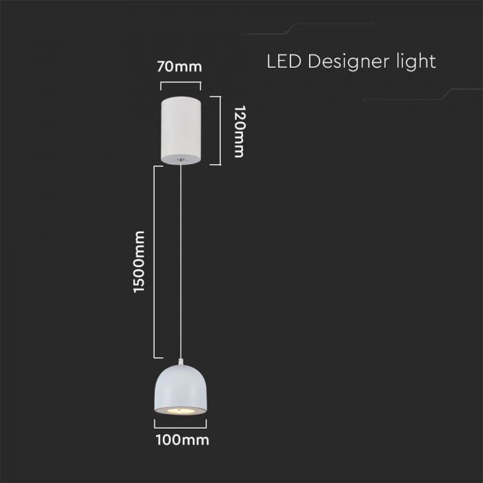 LED HANGING LAMP D:100 3000K LIGHT WHITE BODY