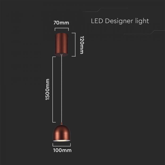LED PENDANT LIGHT 8.5W WW 850lm 120° 100x1620mm BROWN