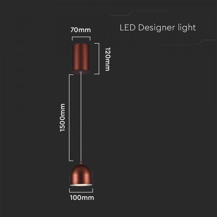 LED HANGING LAMP D:100 3000K LIGHT BROWN BODY