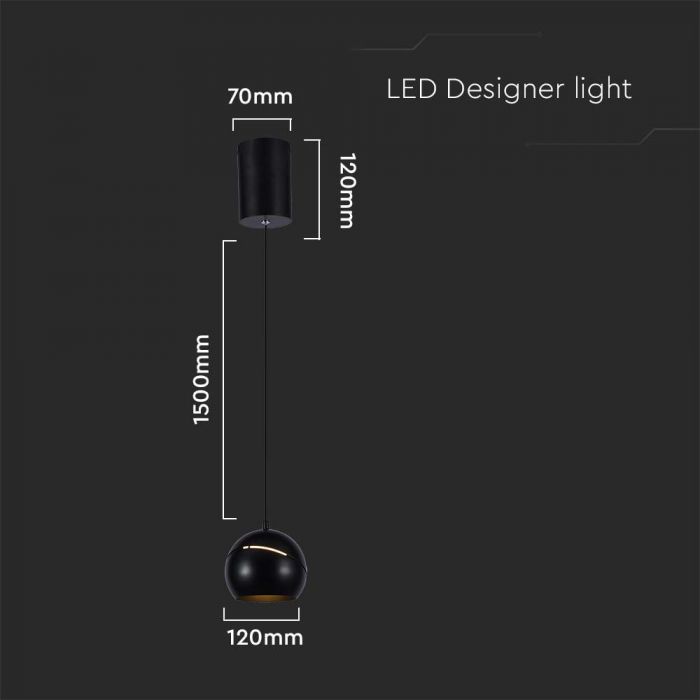 LED HANGING LAMP D:120 3000K BLACK BODY