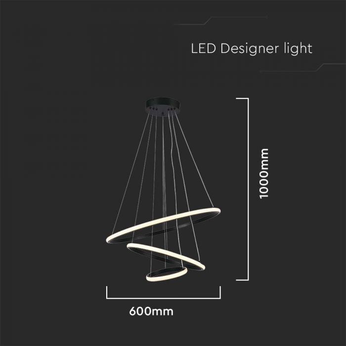 LED HANGING DECORATIVE LAMP D:600+D:400+D:200 3000K BLACK BODY
