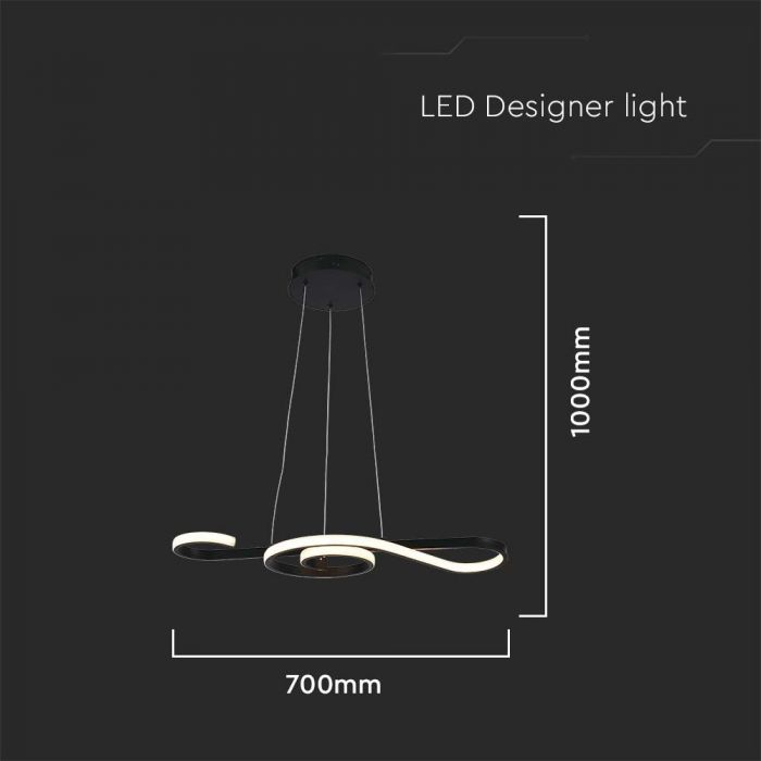 LED PENDANT LIGHT 18W WW 2260lm 180° 700x250 BLACK