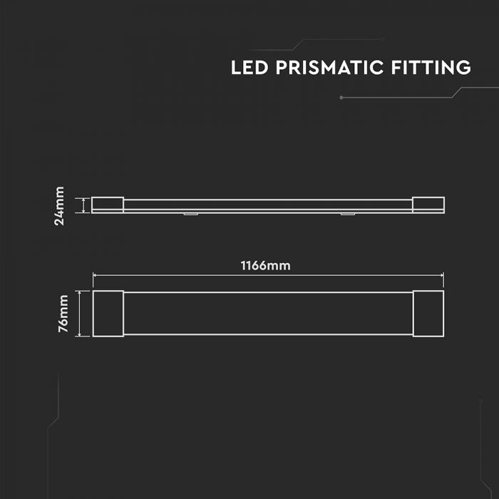 LED PRISMATIC FITTING 40W CW 4800lm 120° 1200X74X24