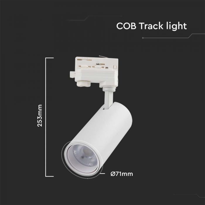 LED COB TRACKLIGHT 30W 3IN1 2900lm WHITE REFLECTOR WHITE BACK COVER WHITE BODY