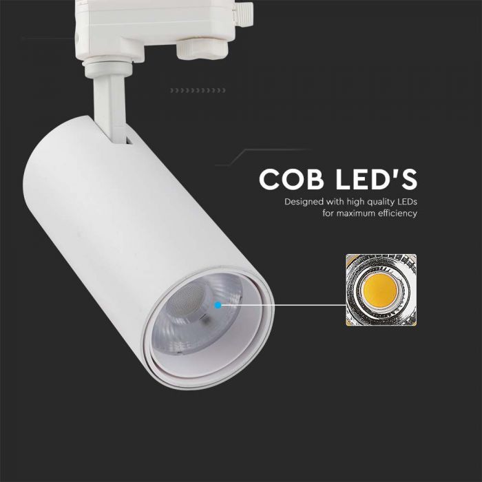 LED COB TRACKLIGHT 30W 3IN1 2900lm WHITE REFLECTOR WHITE BACK COVER WHITE BODY