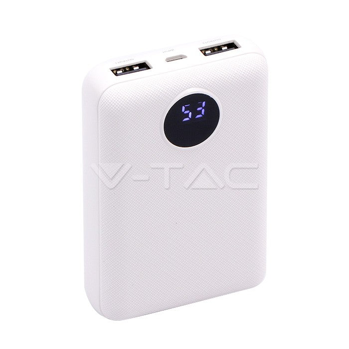 POWER BANK WITH DISPLAY 10000mAh/37wh 2xUSB PORTS 5V WHITE
