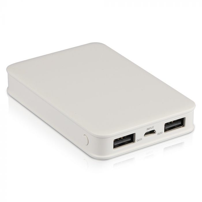 POWER BANK 5000mAh/18.5wh 2xUSB PORTS 5V WHITE