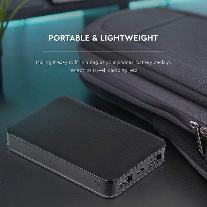 POWER BANK 5000mAh/18.5wh 2xUSB PORTS 5V BLACK